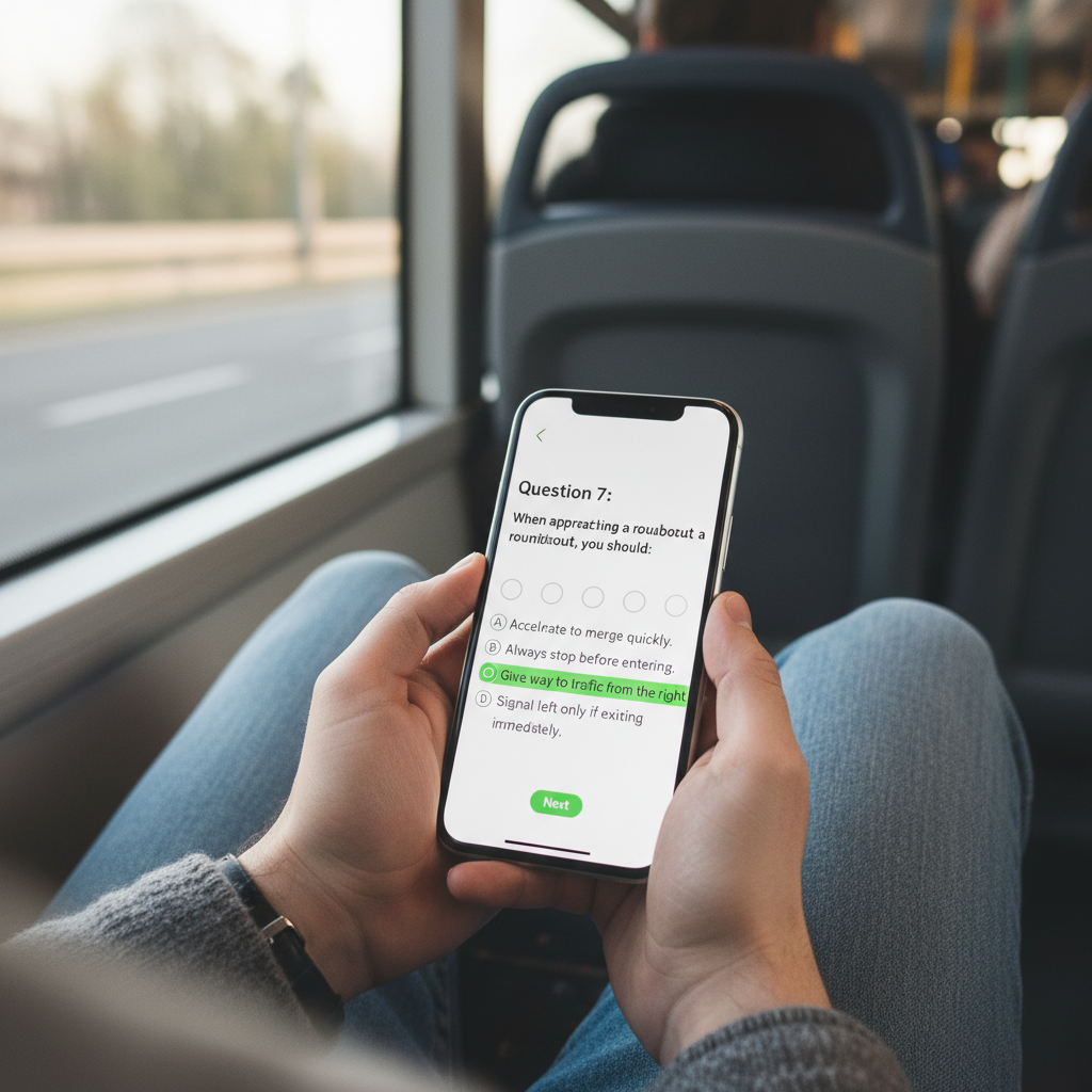 Close-up of a mobile phone showing a test application