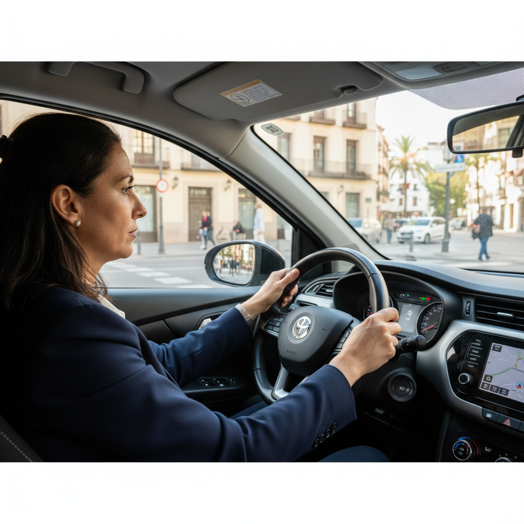 Driver checking mirrors before a manoeuvre