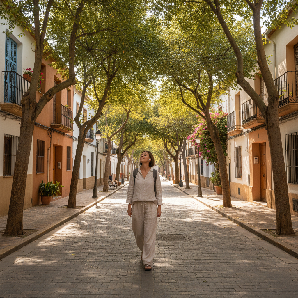Person taking a calm walk before an important event