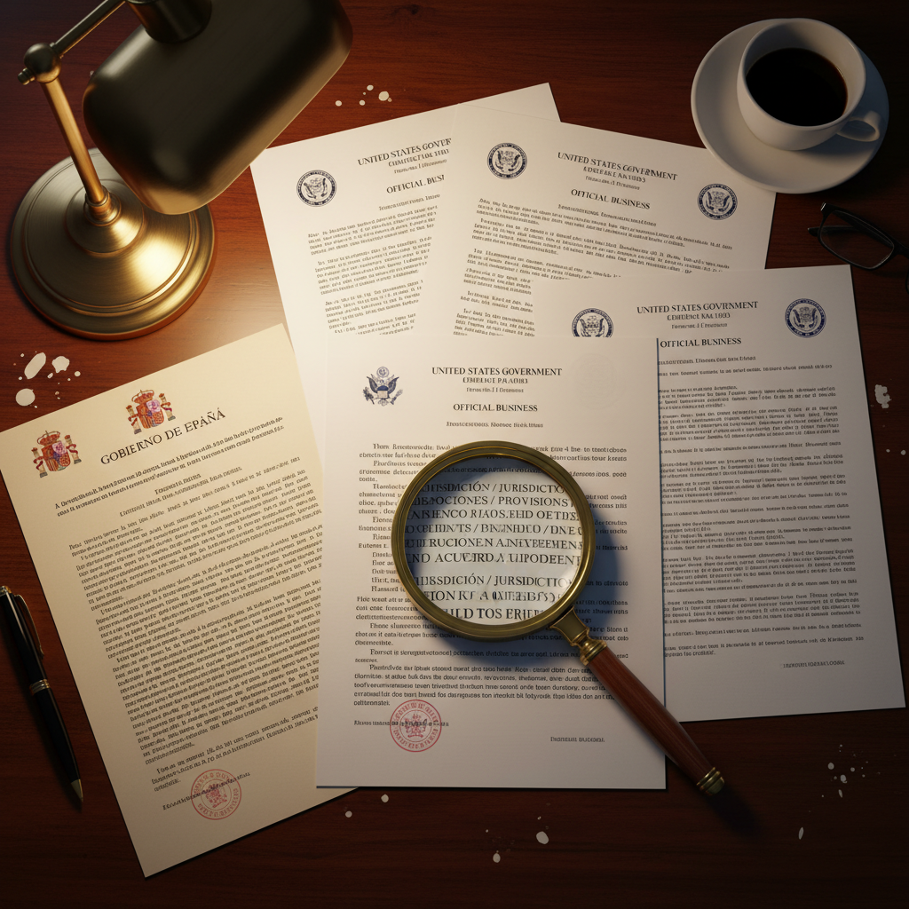 Person studying at a desk with documents in multiple languages