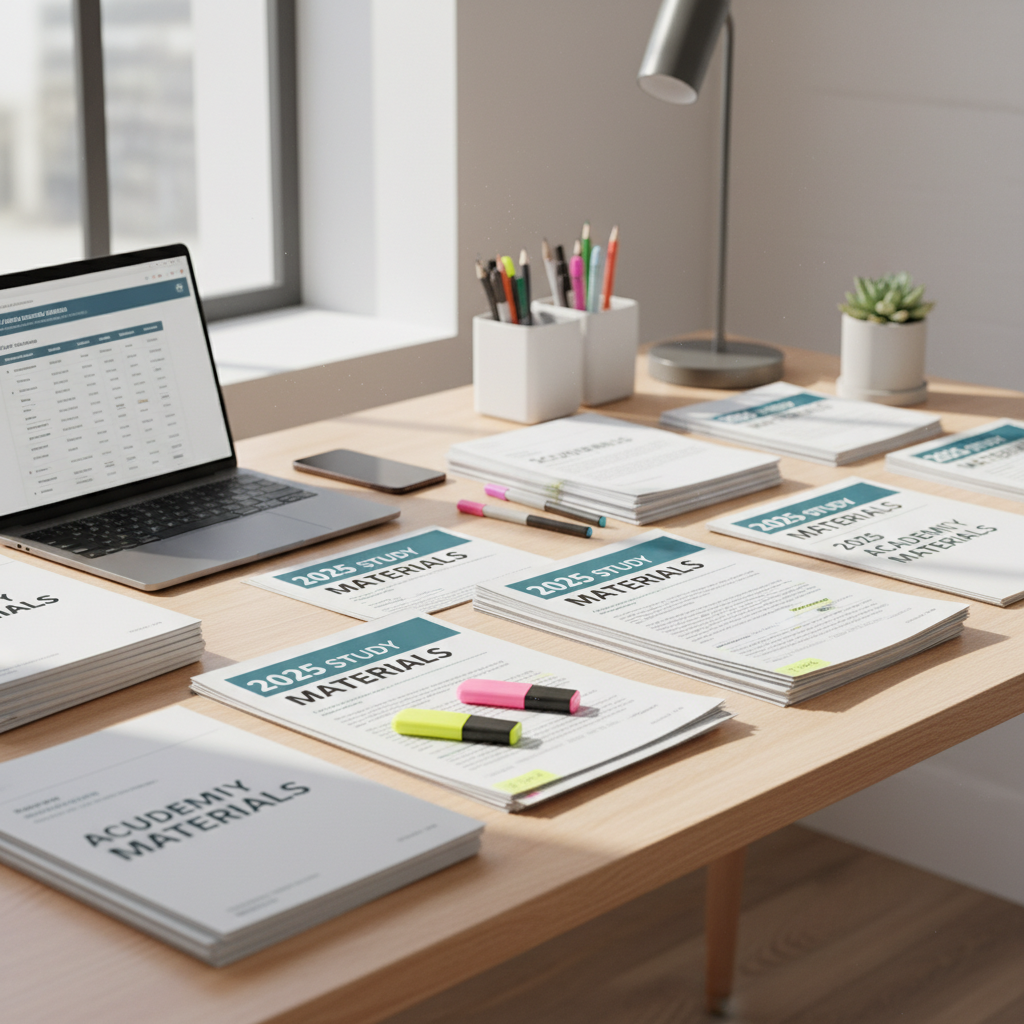 Updated documents and study materials on a desk