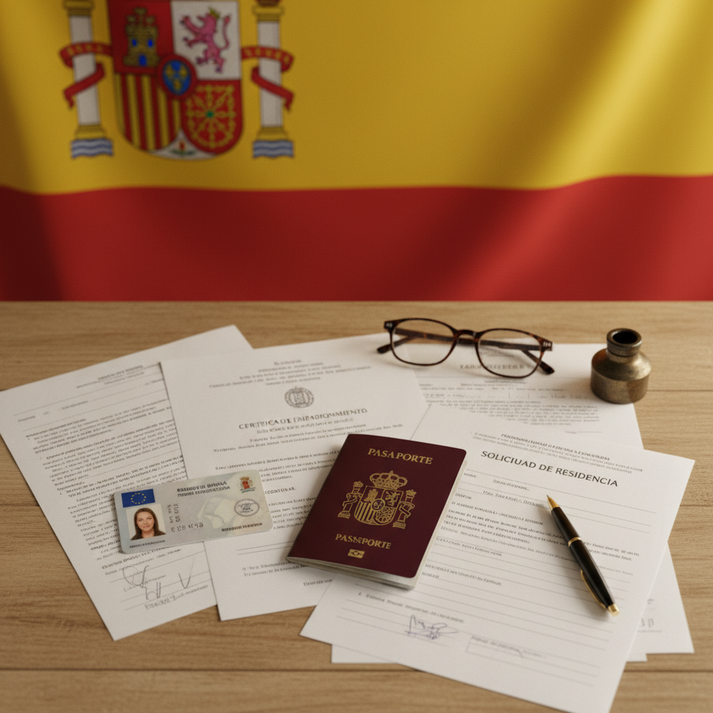 Passport and driving licence documents on a table