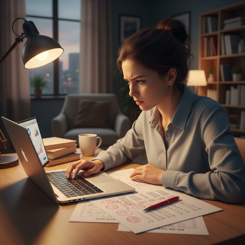 Student reviewing wrong answers from a practice test