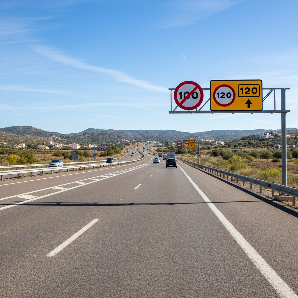 Highway with clear road markings and signs