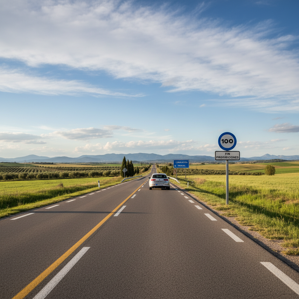 A Spanish road with traffic signs
