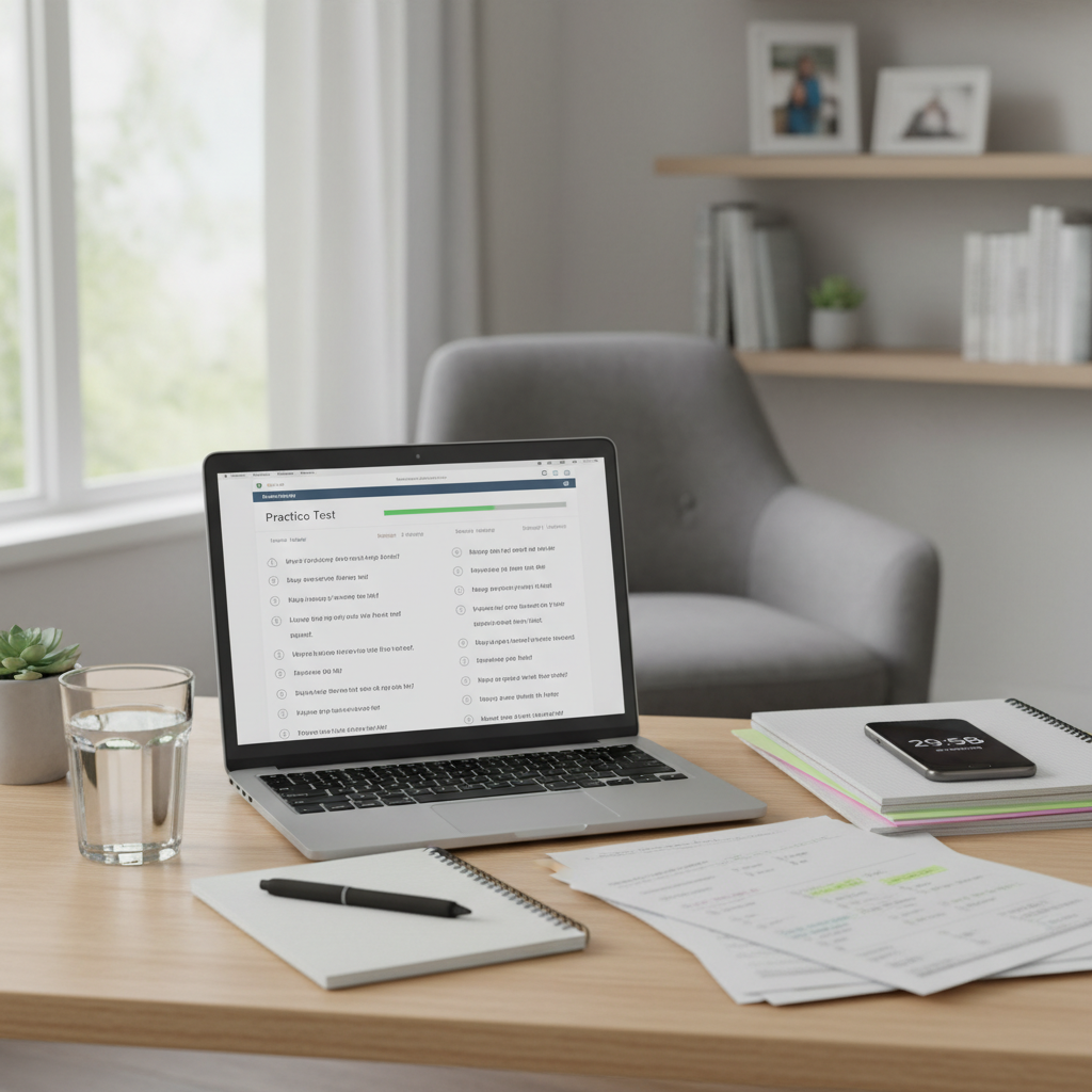 Calm study environment with organized materials