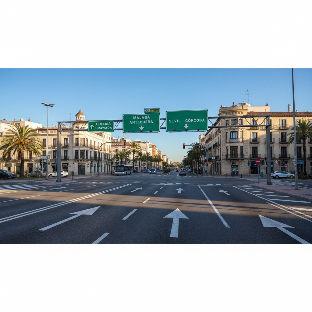 Spanish road with directional signs