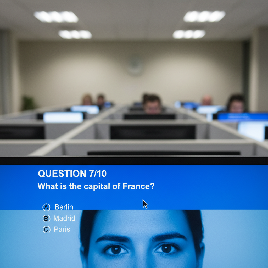 Close-up of a multiple choice exam with confusing options