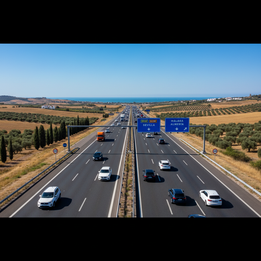 Spanish road through countryside representing the driving context