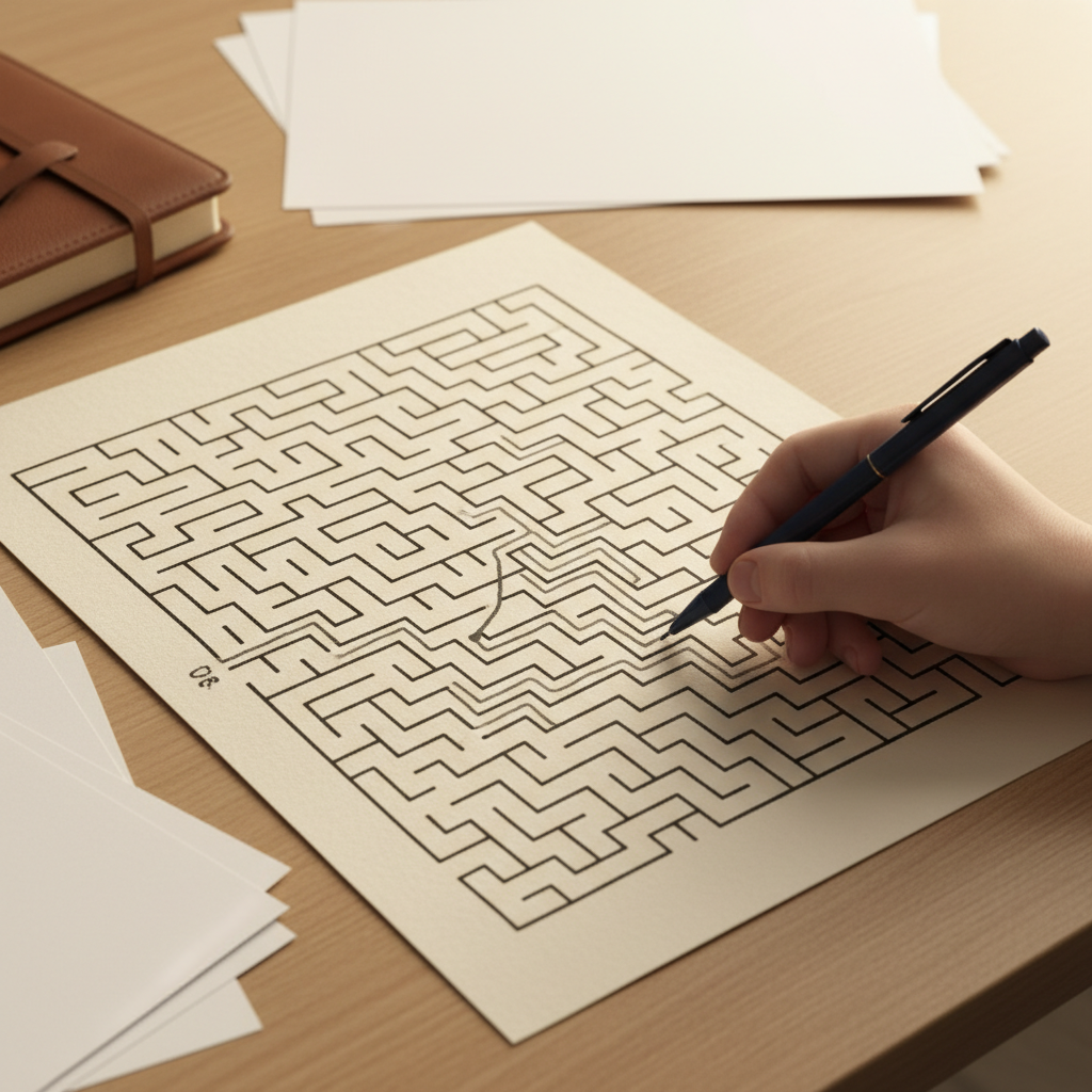 Maze representing tricky exam questions