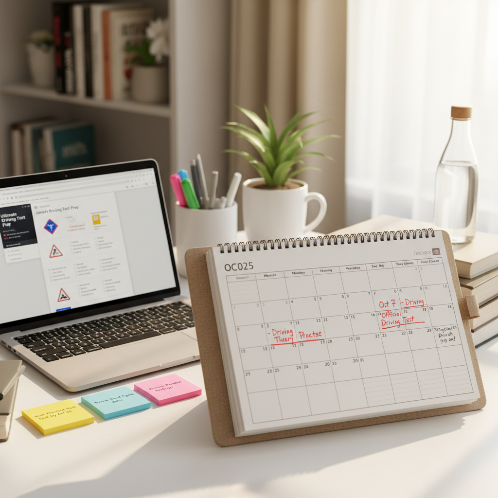 Calendar and study planner on a desk