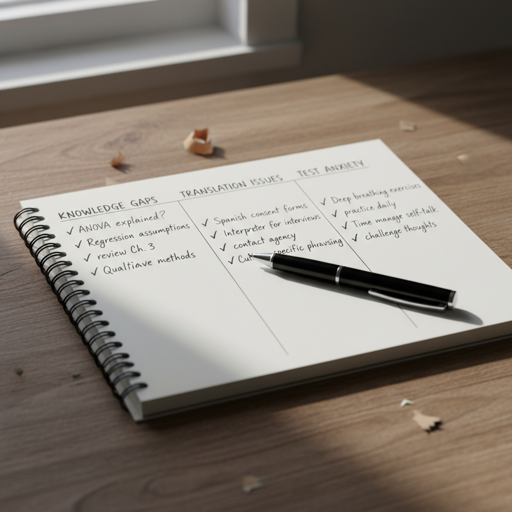 Notebook with analysis of errors and study plan